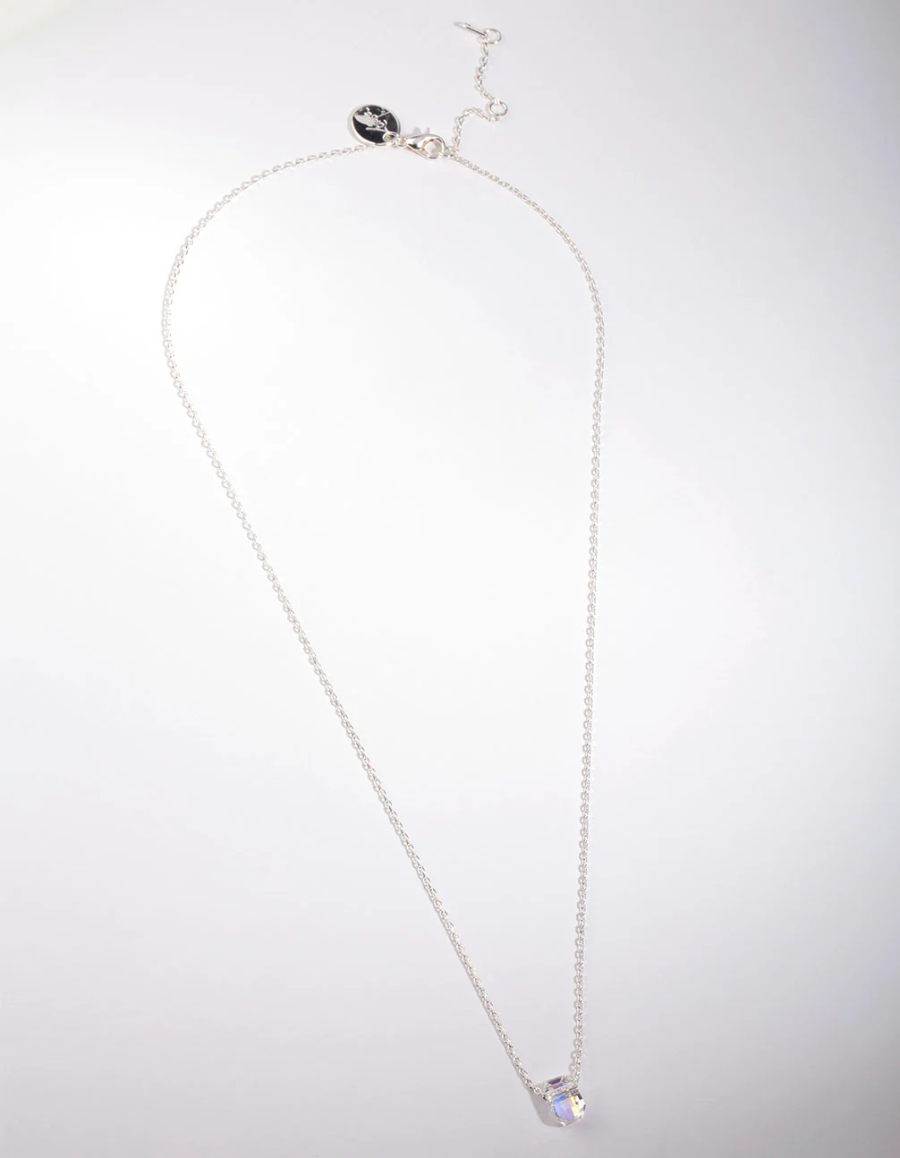 Silver Diamond Simulant Crystal Thread Necklace - Image 2