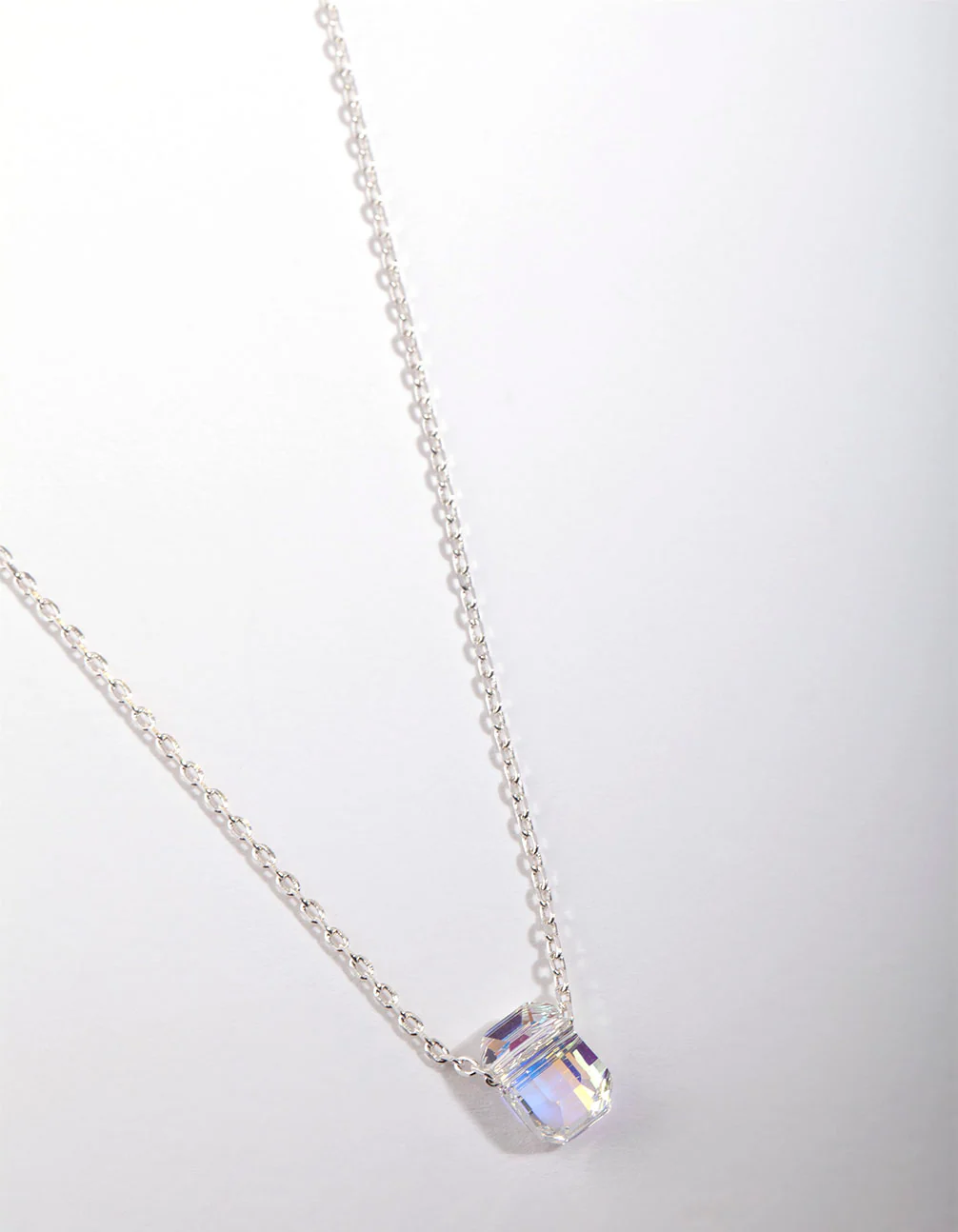 Silver Diamond Simulant Crystal Thread Necklace - Image 3
