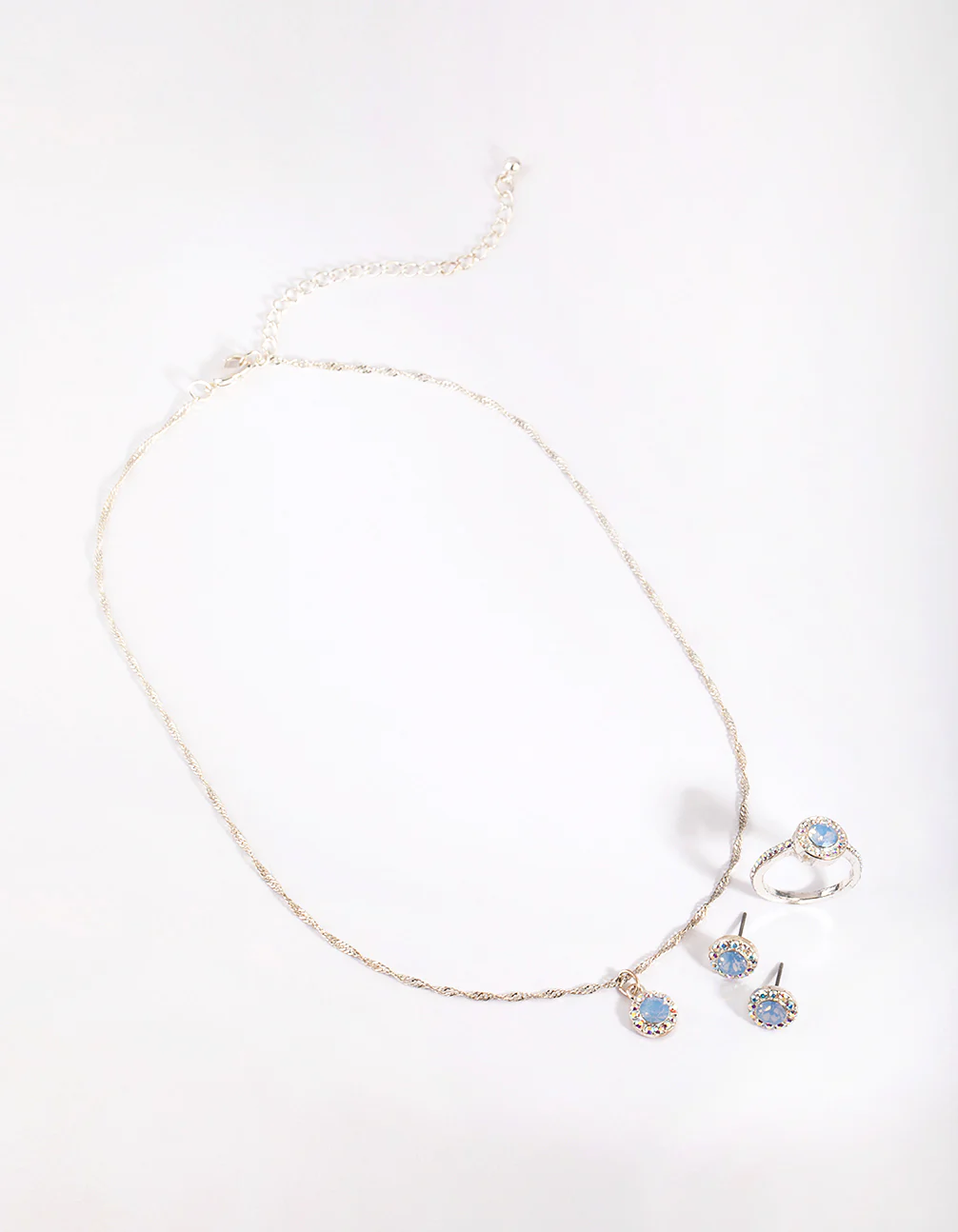 Silver & Blue Diamond Simulant Jewellery Set - Image 2