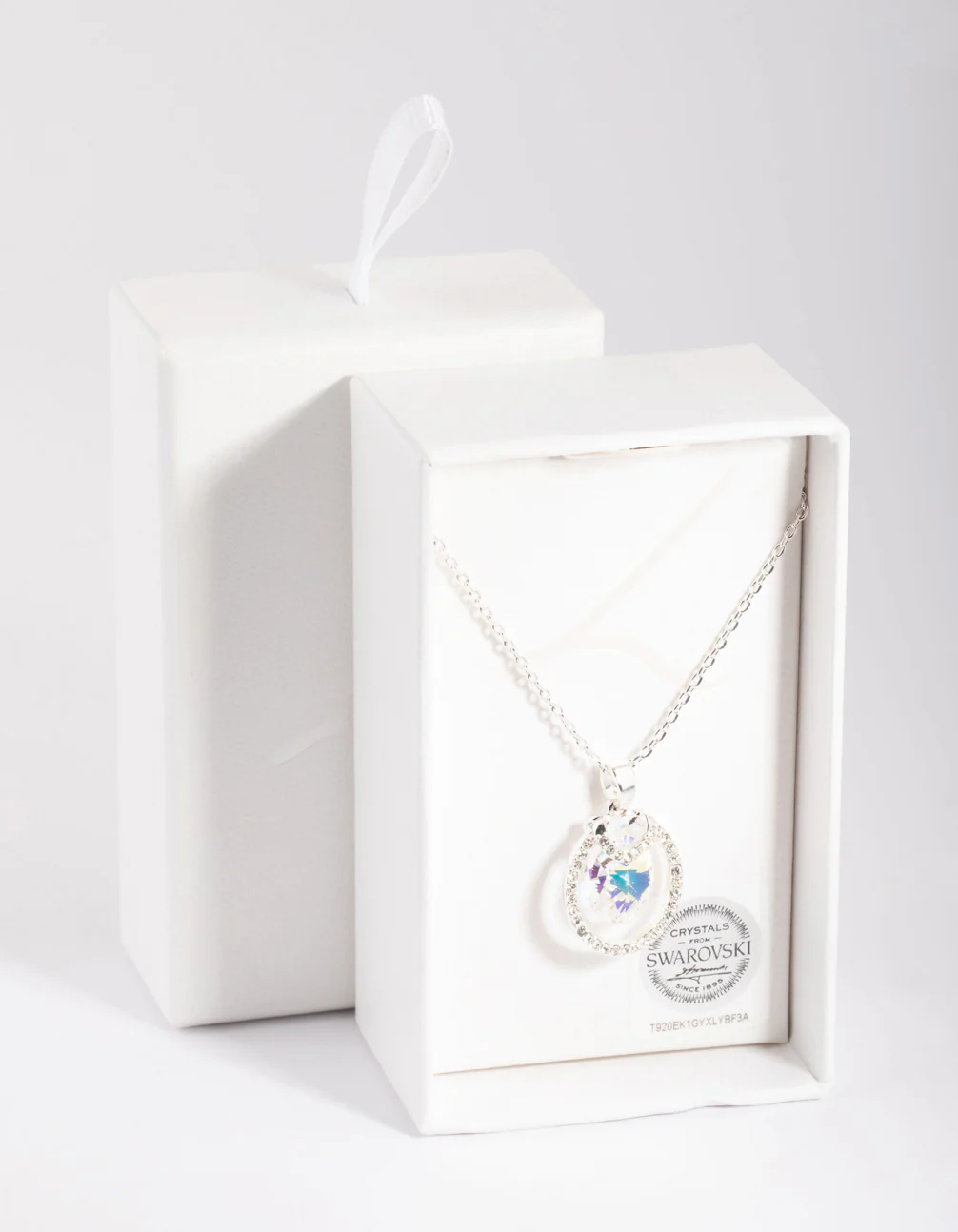 Silver Diamond Simulant Circular Stone Pendant Necklace - Image 5