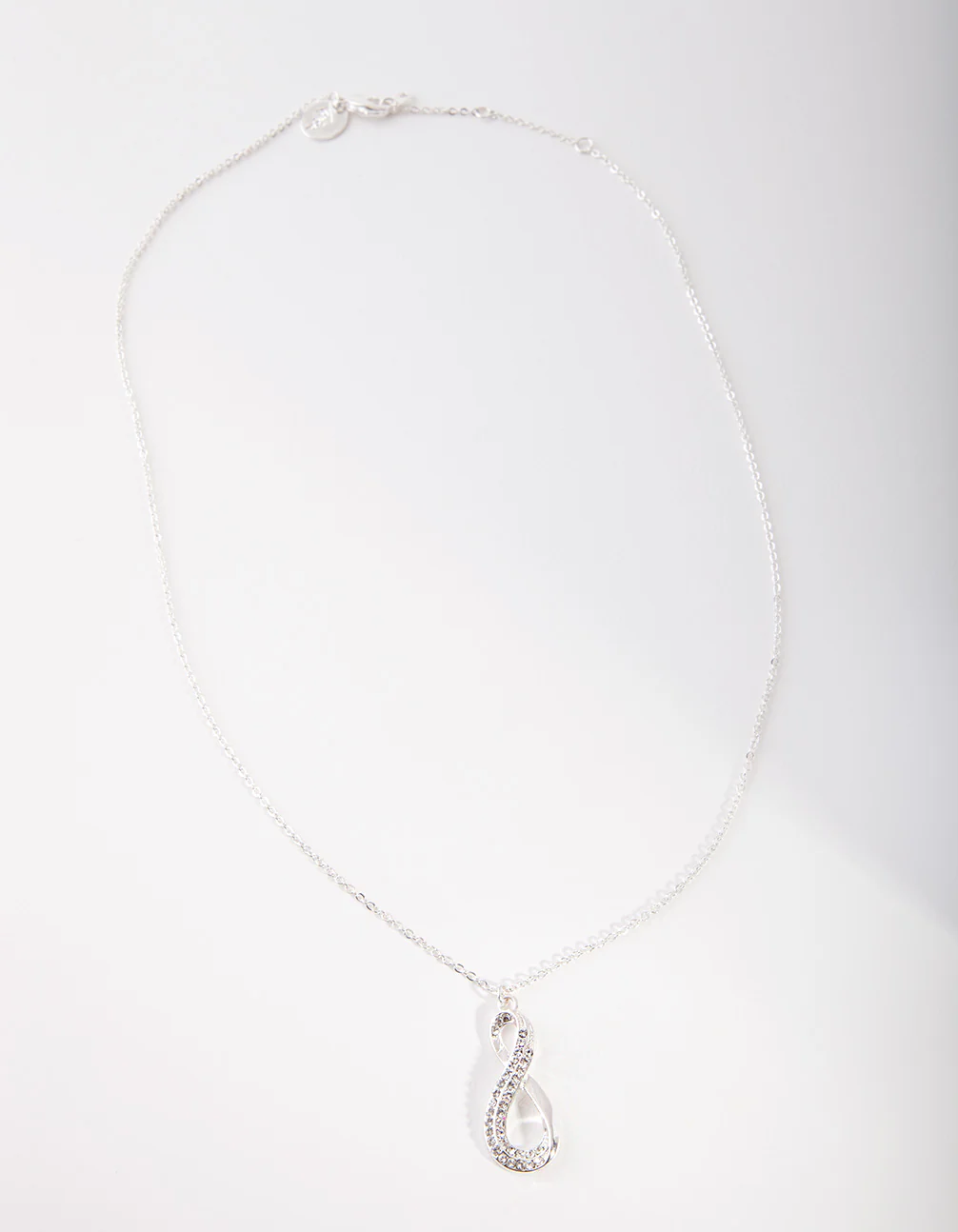 Silver Diamond Simulant Long Infinity Necklace - Image 3