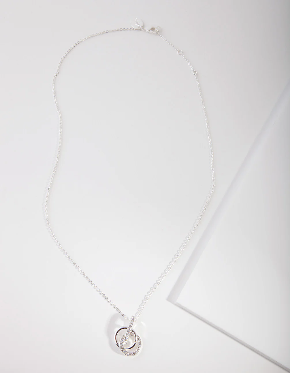 Silver Diamond Simulant Circle Necklace - Image 3