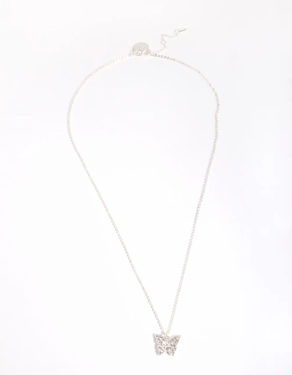 Silver Diamond Simulant Butterfly Necklace - Image 4
