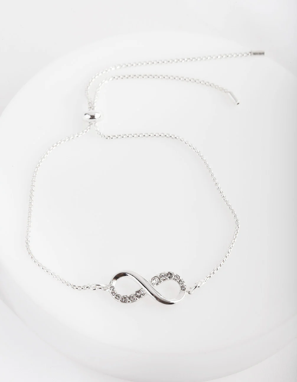 Silver Diamond Simulant Infinity Toggle Bracelet - Image 2