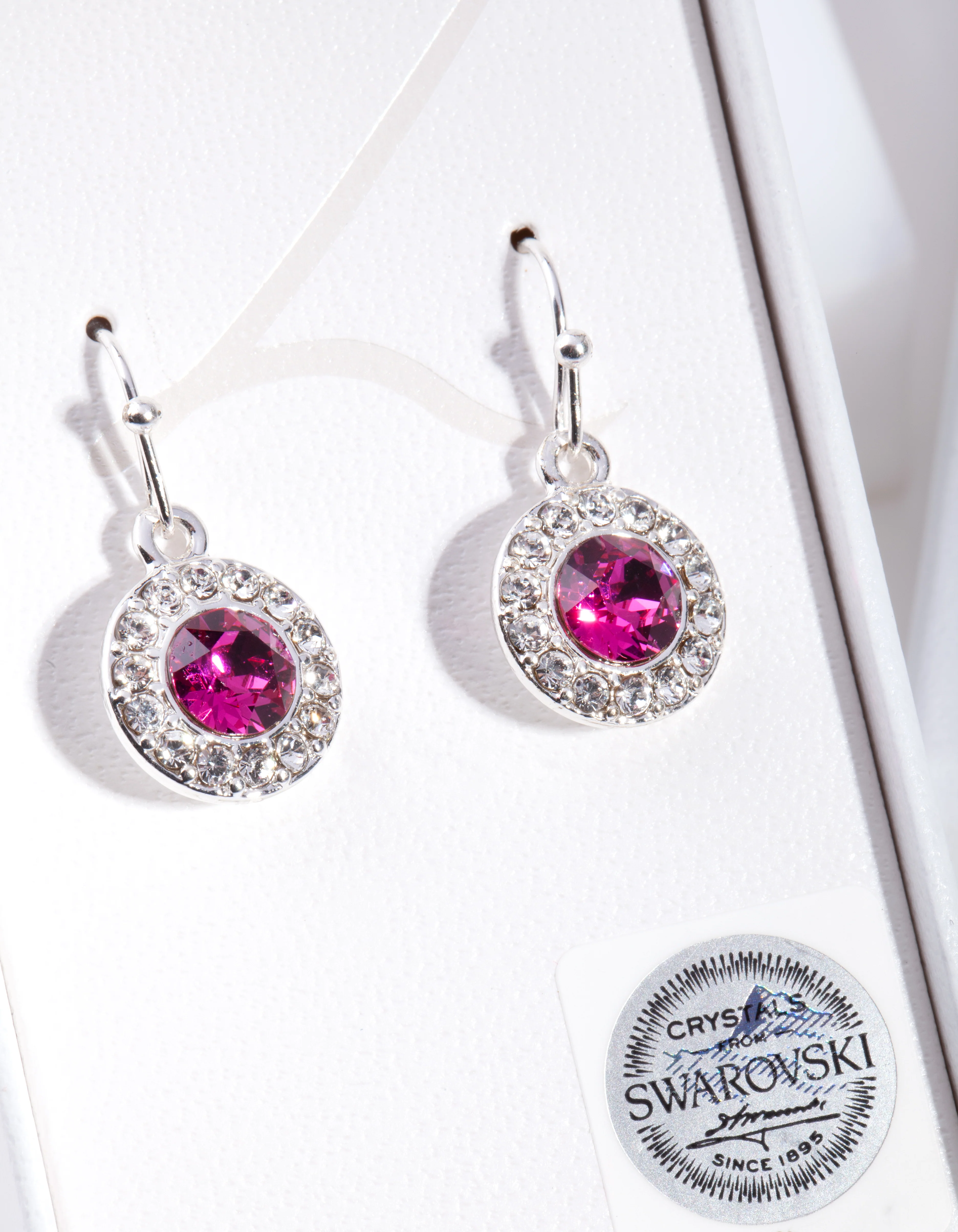 Pink Diamond Simulants Circle Drop Earrings - Image 2
