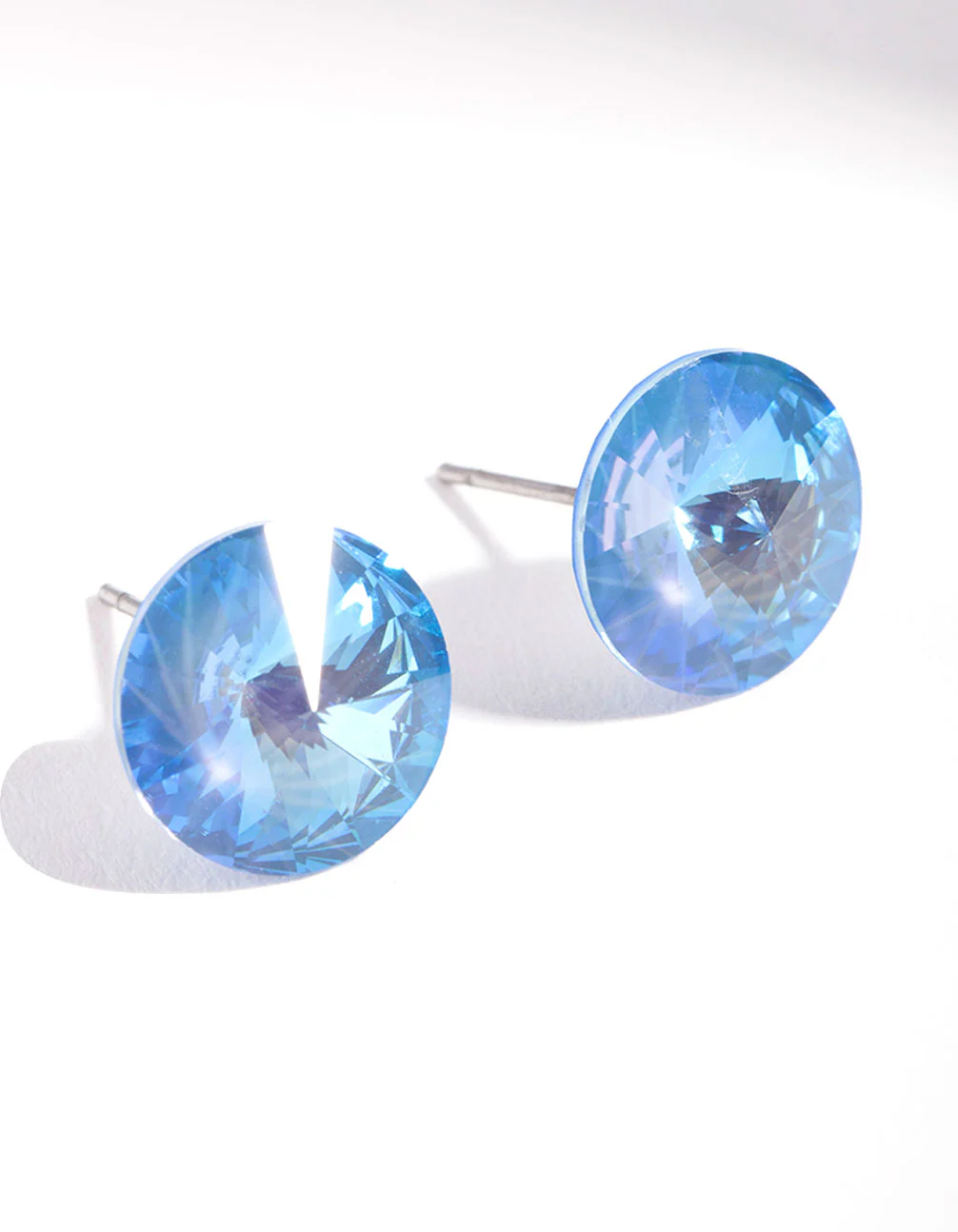 Blue Diamond Simulant Stud Earrings - Image 2