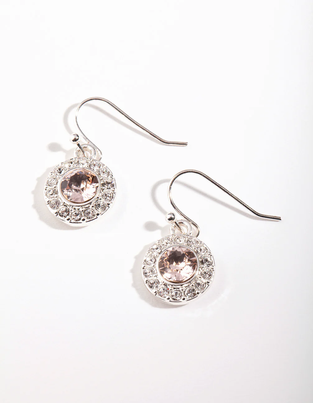 Silver Diamond Simulant Circle Drop Earrings - Image 2