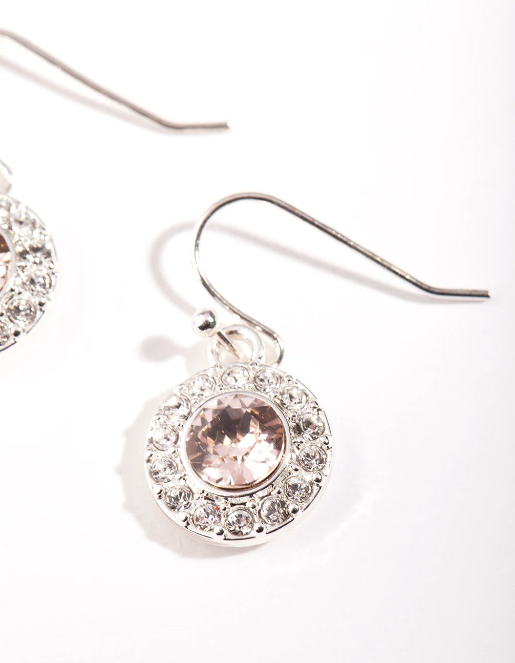Silver Diamond Simulant Circle Drop Earrings - Image 3