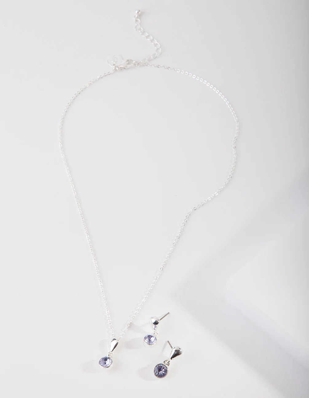 Purple Diamond Simulant Necklace & Earrings Set - Image 2