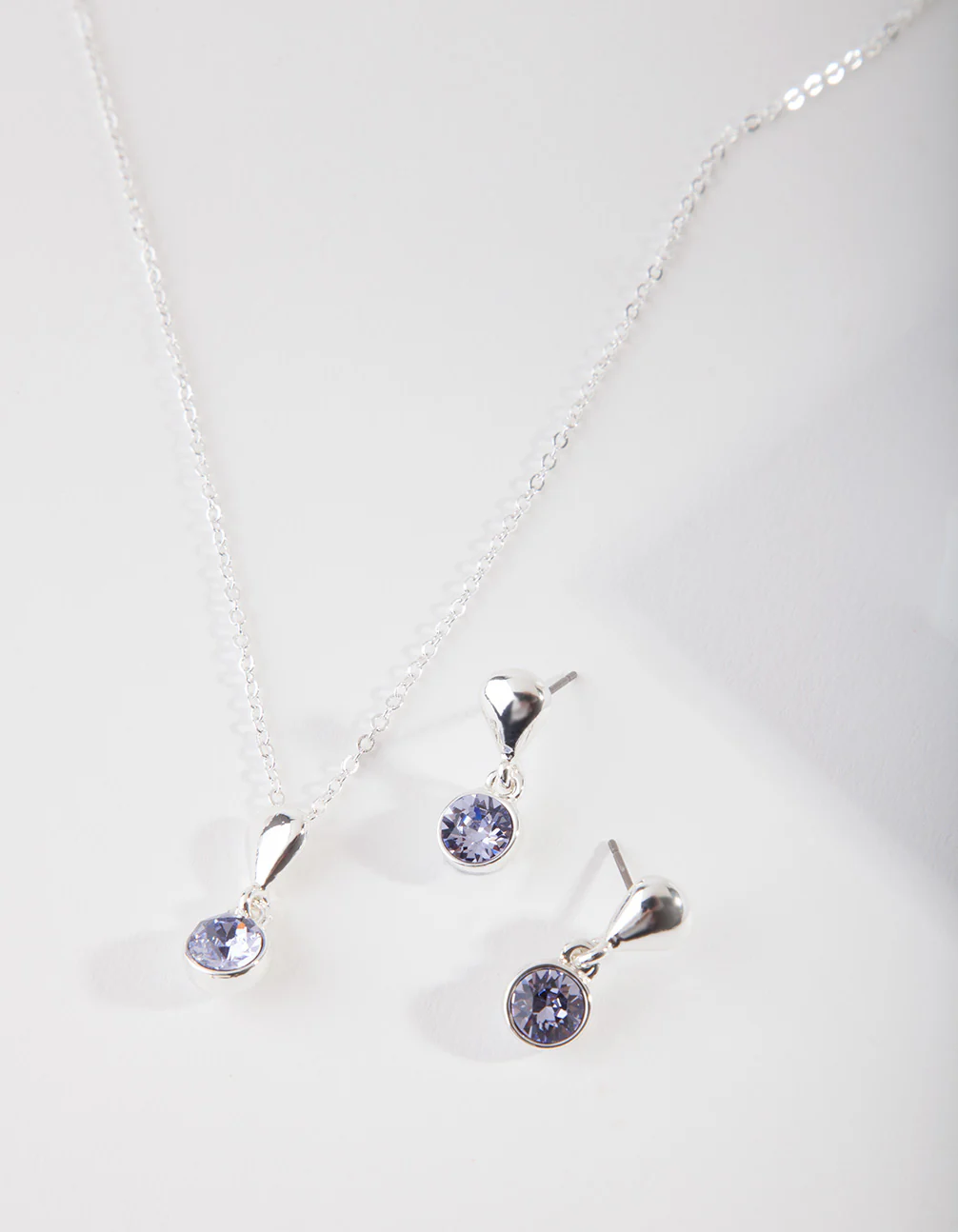 Purple Diamond Simulant Necklace & Earrings Set - Image 3