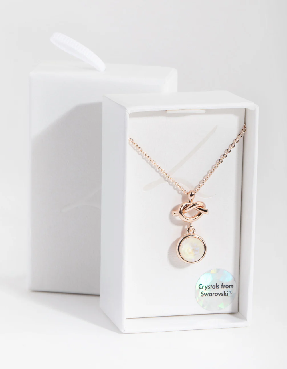 Rose Gold Knotted Circle Drop Necklace - Image 3