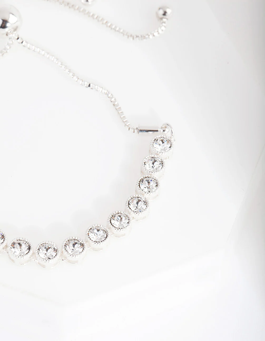 Diamond Simulant Circular 4mm Crystal Toggle Bracelet - Image 2
