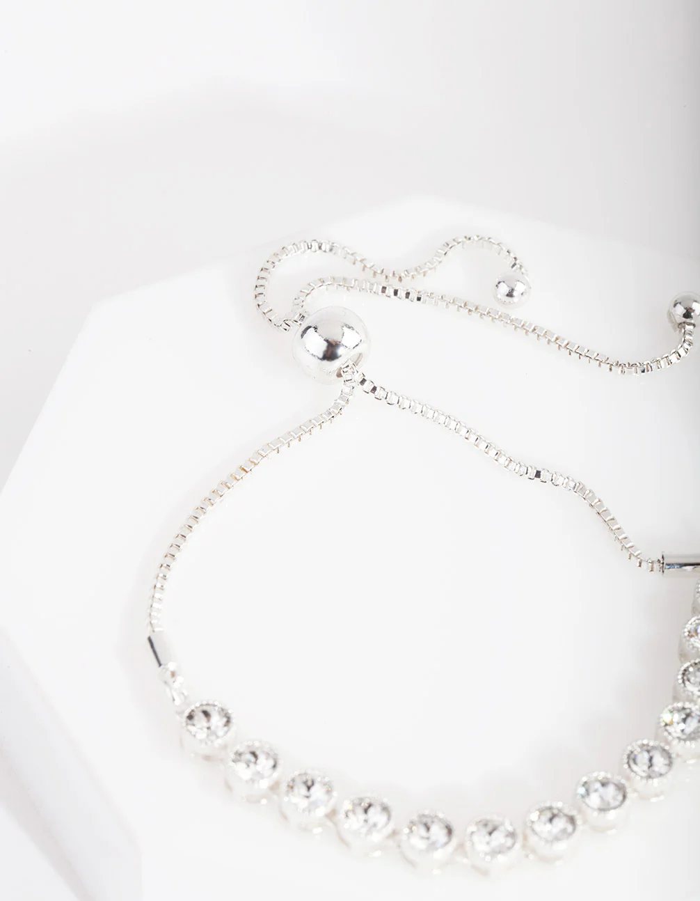 Diamond Simulant Circular 4mm Crystal Toggle Bracelet - Image 3