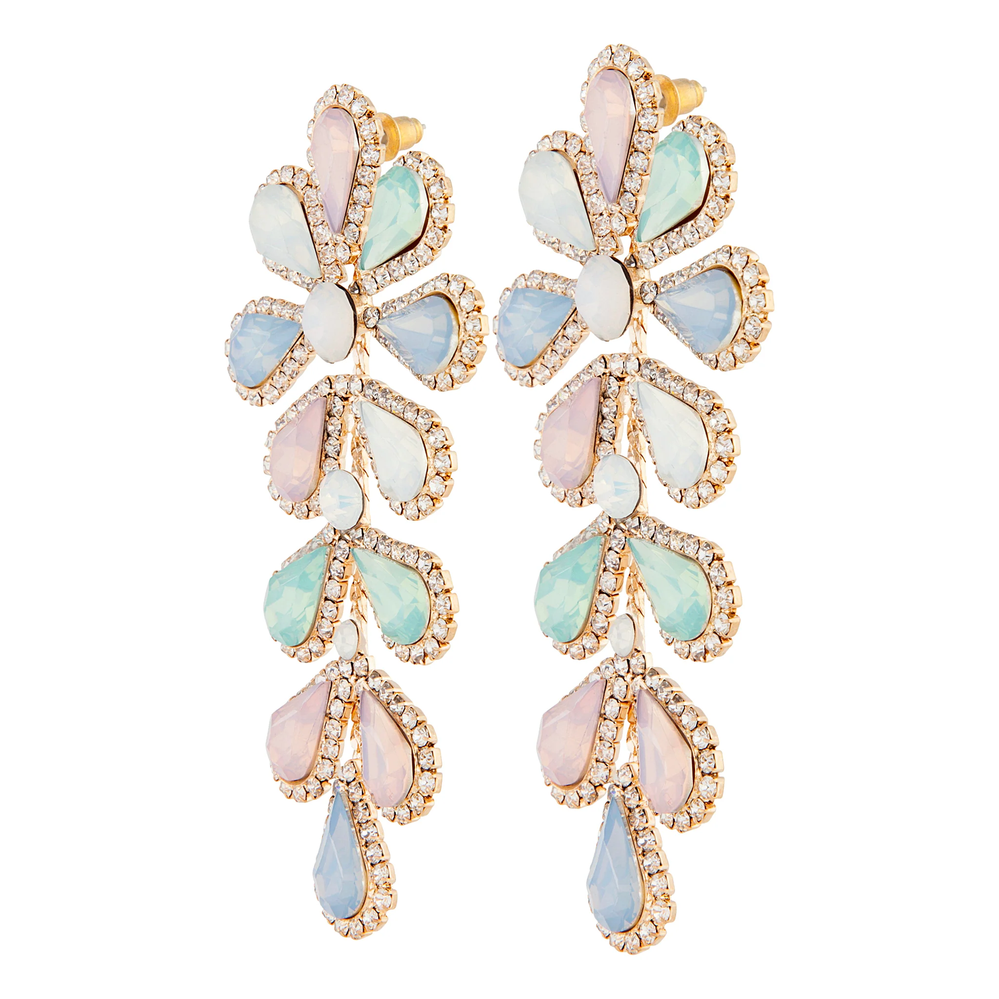 Pastel Teardrop Flower Multi-Stone Earrings - Image 2
