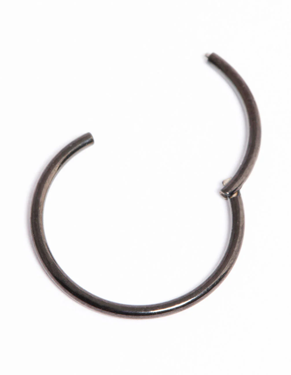 Black Coated Titanium Fine Band Hinged Clicker Ring - Image 2