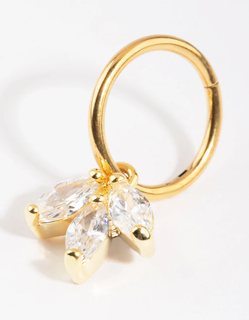 Gold Plated Titanium Marquise Cubic Zirconia Belly Ring - Image 2