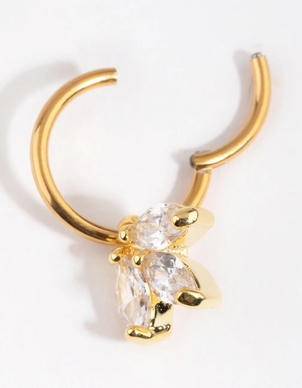 Gold Plated Titanium Marquise Cubic Zirconia Belly Ring - Image 3