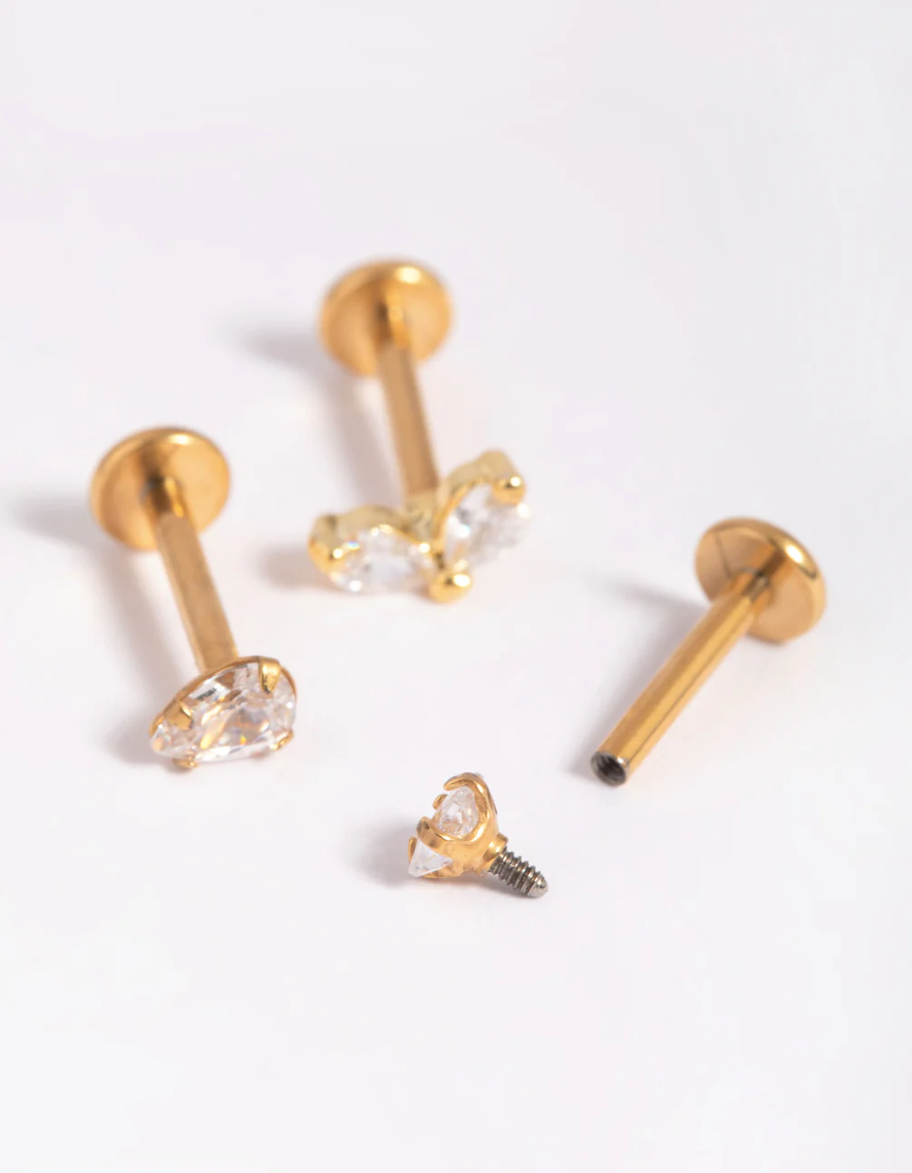 Gold Plated Titanium Cubic Zirconia Flat Back Pack - Image 3