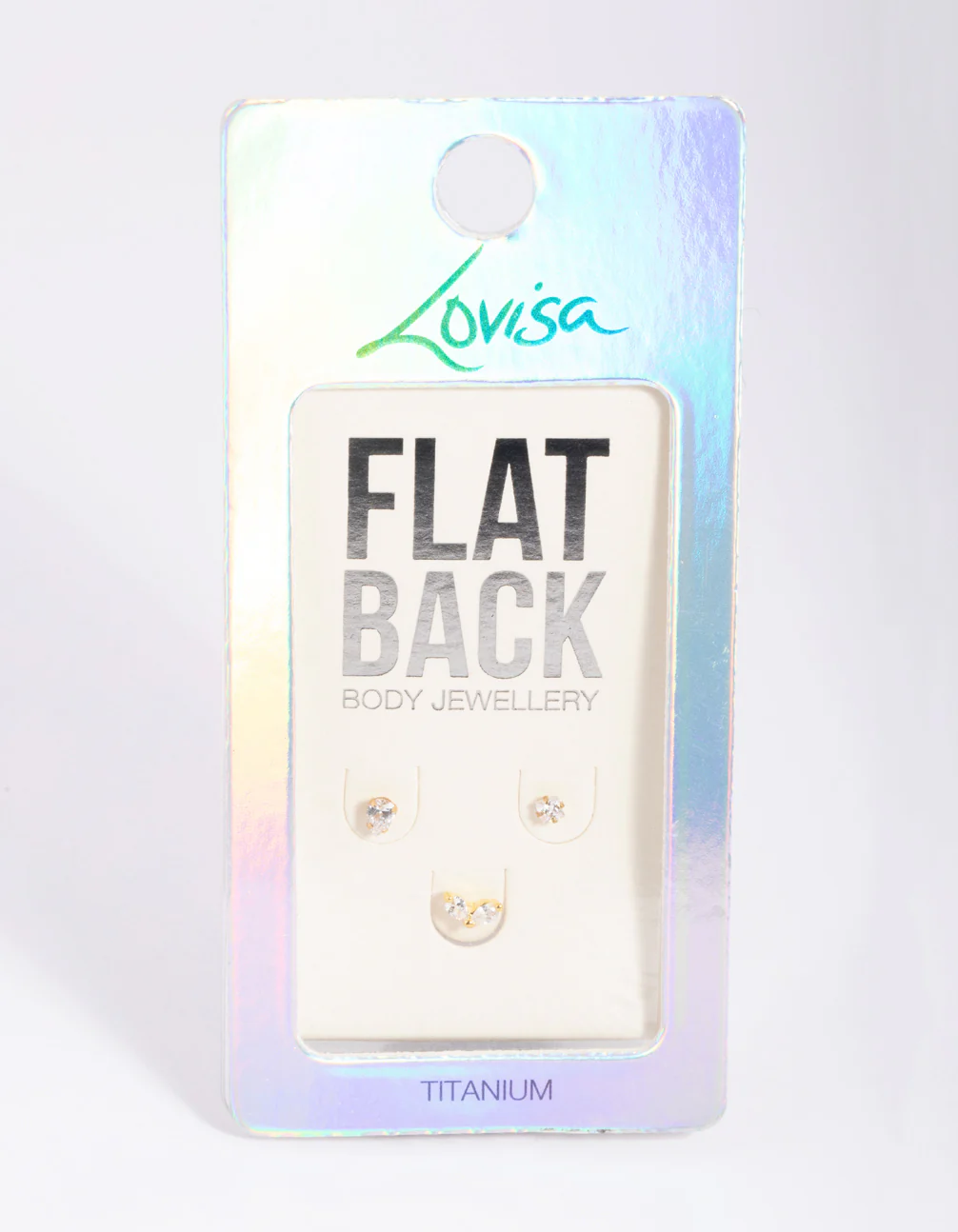 Gold Plated Titanium Cubic Zirconia Flat Back Pack - Image 4