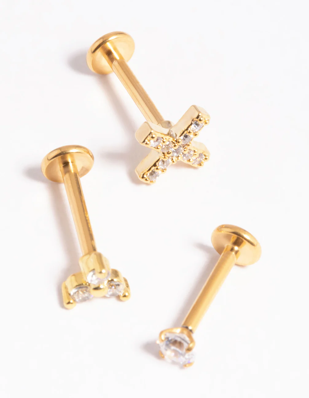 Gold Plated Titanium Cubic Zirconia Cross Flat Back Pack - Image 3