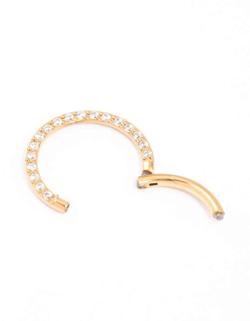 Gold Plated Titanium Cubic Zirconia Clicker Ring 10mm - Image 2