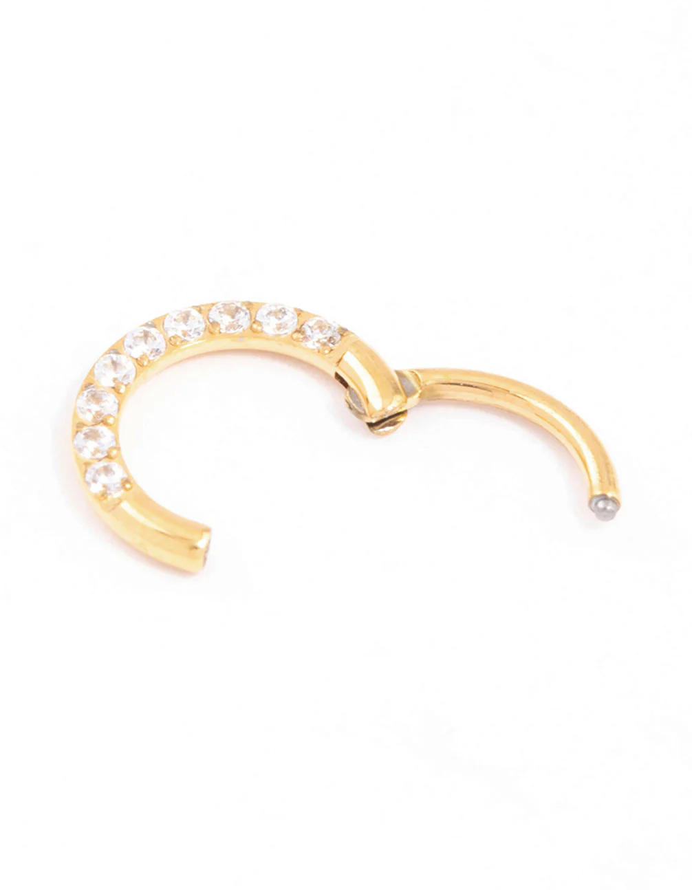 Gold Plated Titanium Cubic Zirconia Clicker Ring 6mm - Image 2