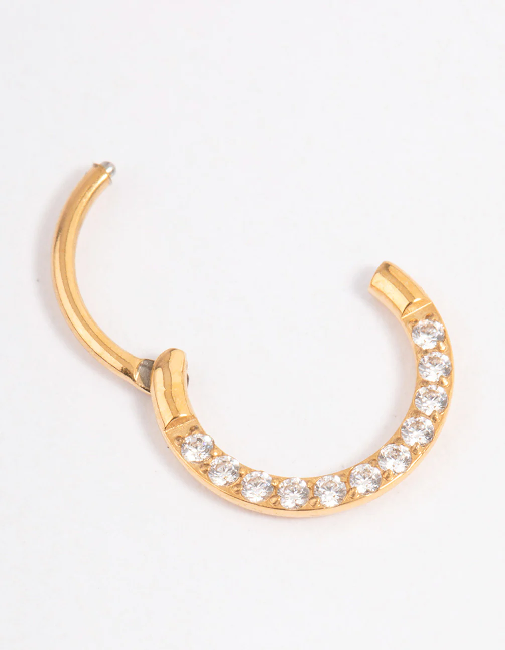 Gold Plated Titanium Cubic Zirconia Clicker Earring 7mm - Image 2