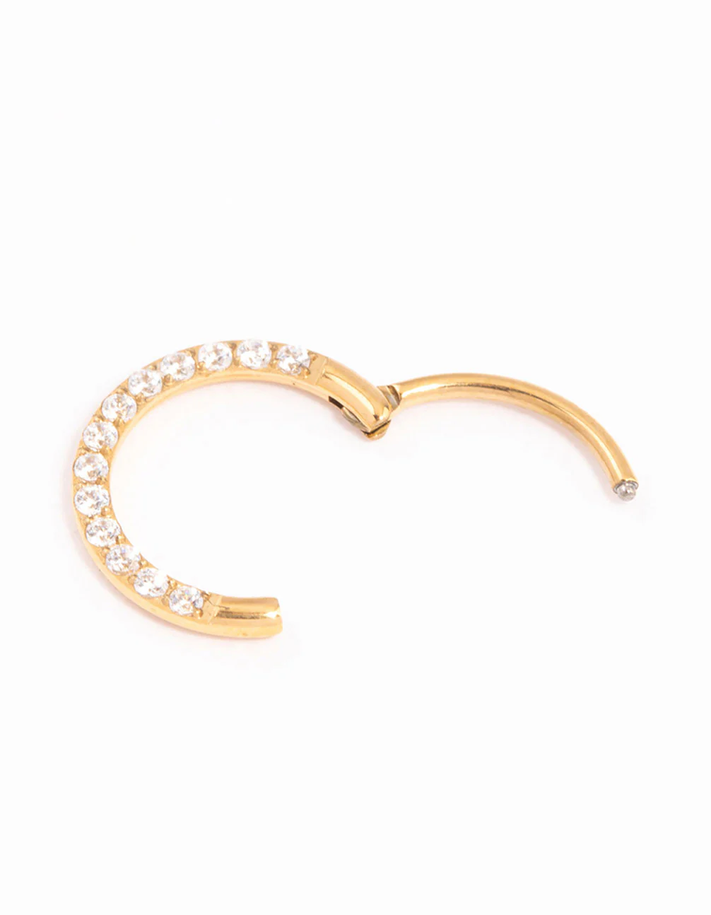 Gold Plated Titanium Cubic Zirconia Clicker Ring 8mm - Image 2