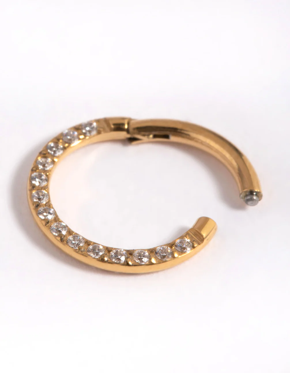 Gold Plated Titanium Cubic Zirconia Clicker Ring - Image 2