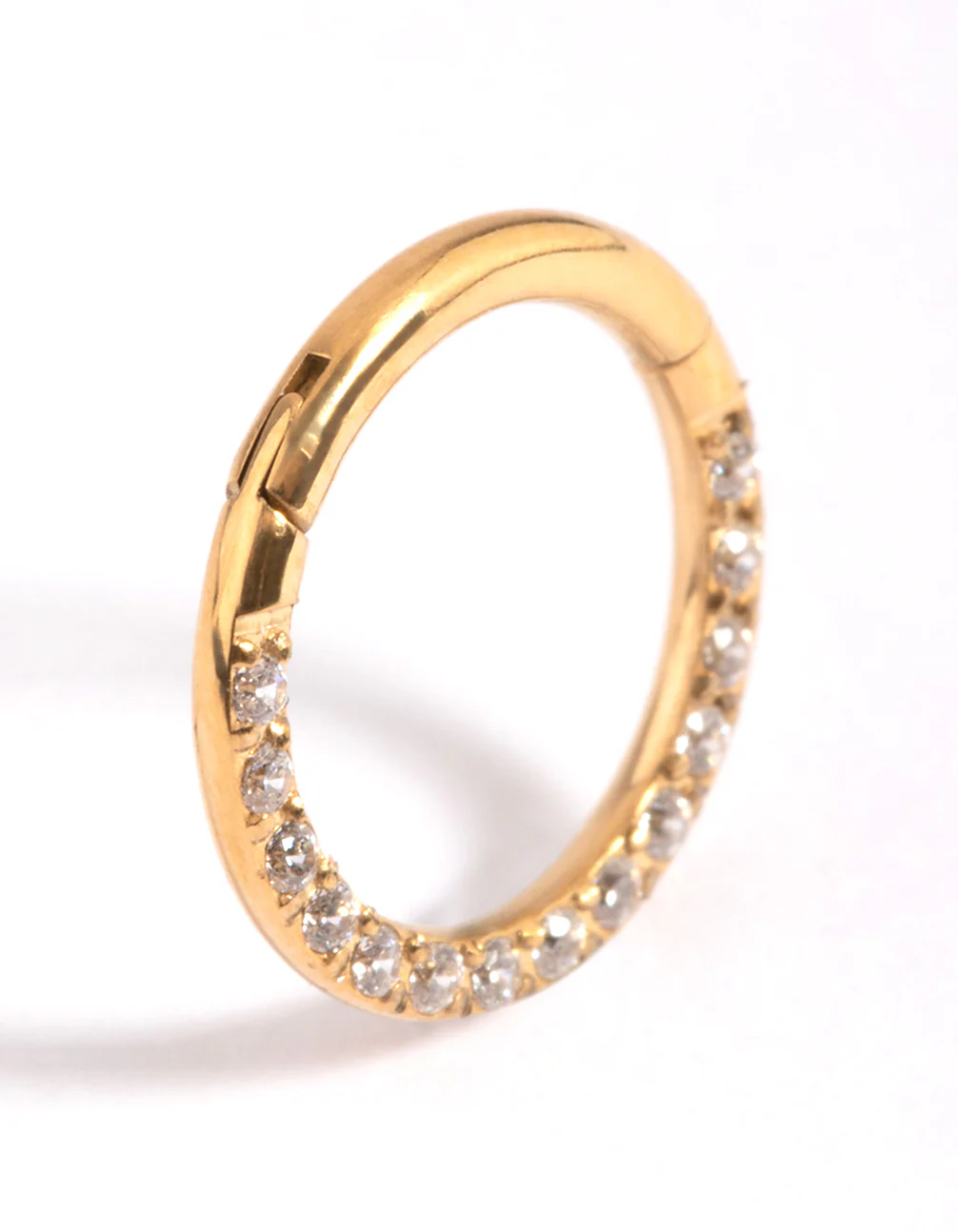 Gold Plated Titanium Cubic Zirconia Clicker Ring - Image 3