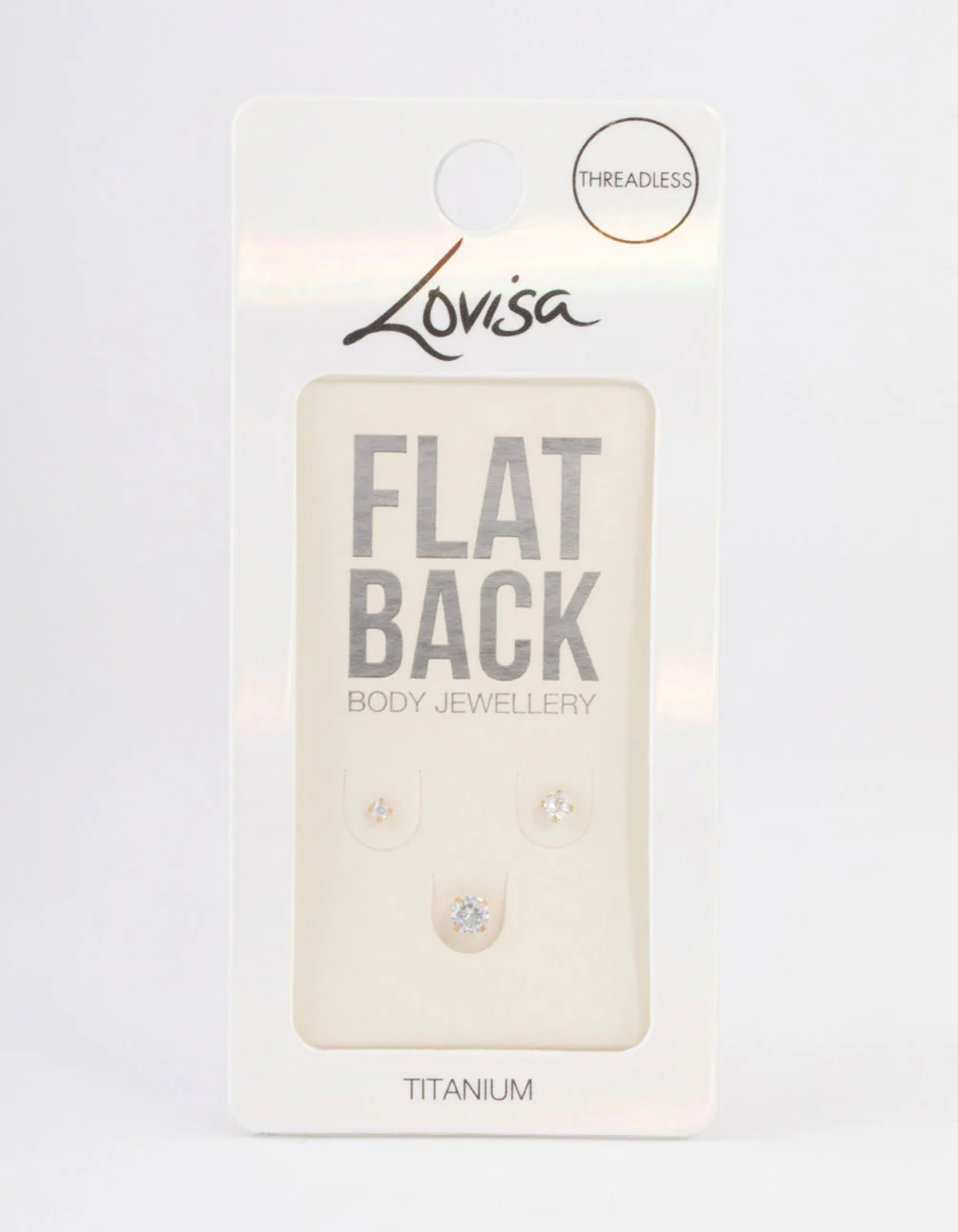Gold Plated Titanium Cubic Zirconia Basic Threadless Flat Back Pack - Image 3