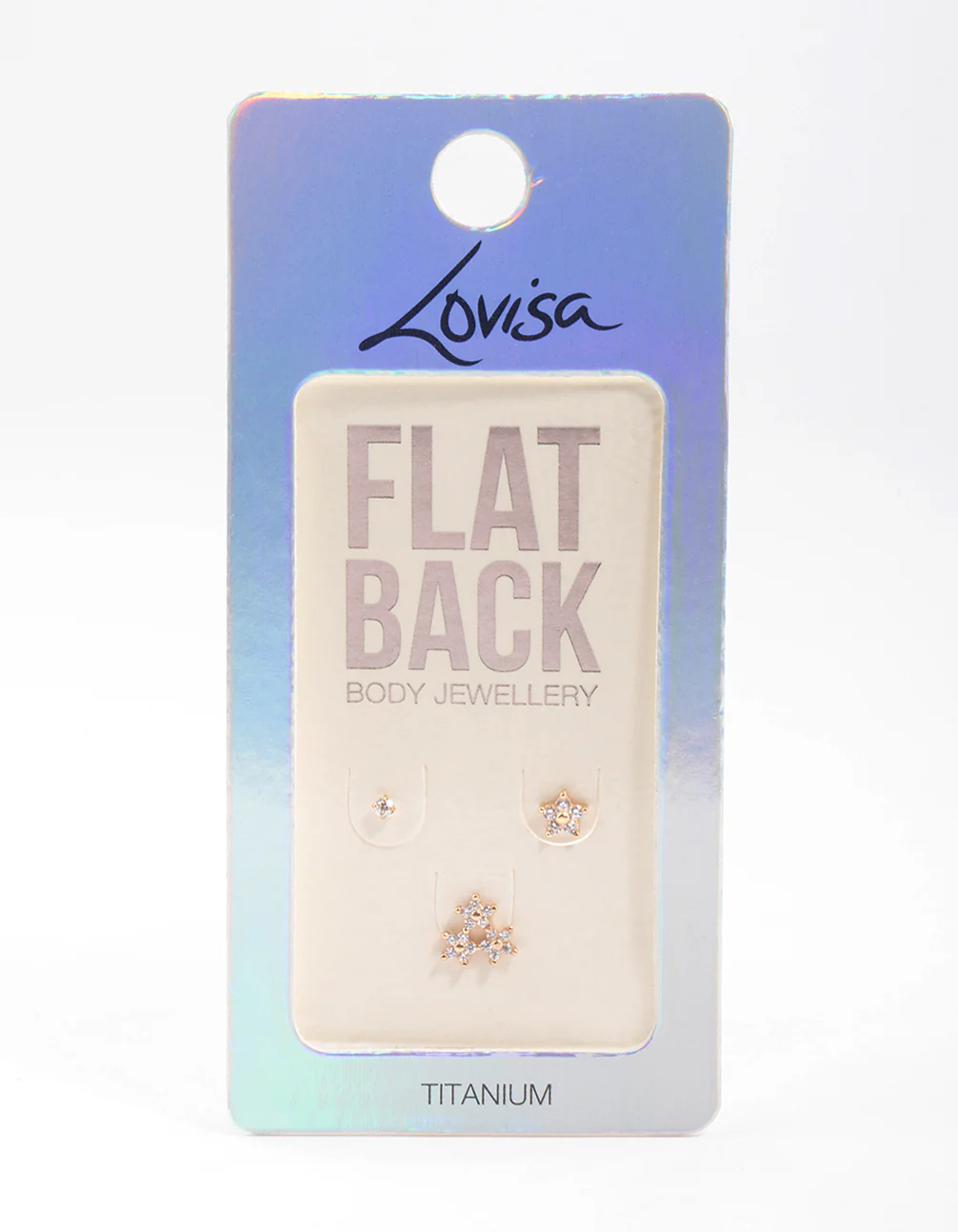 Gold Plated Titanium Cubic Zirconia Floral Flat Back Pack - Image 4
