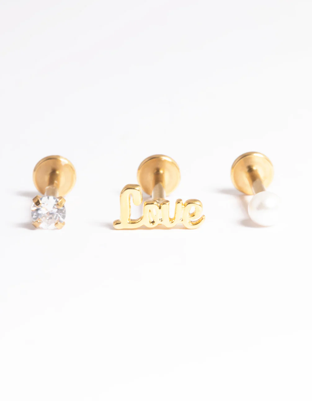 Gold Plated Titanium Cubic Zirconia Love Flat Back Pack - Image 2