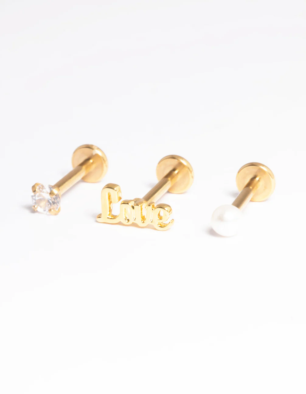 Gold Plated Titanium Cubic Zirconia Love Flat Back Pack - Image 6