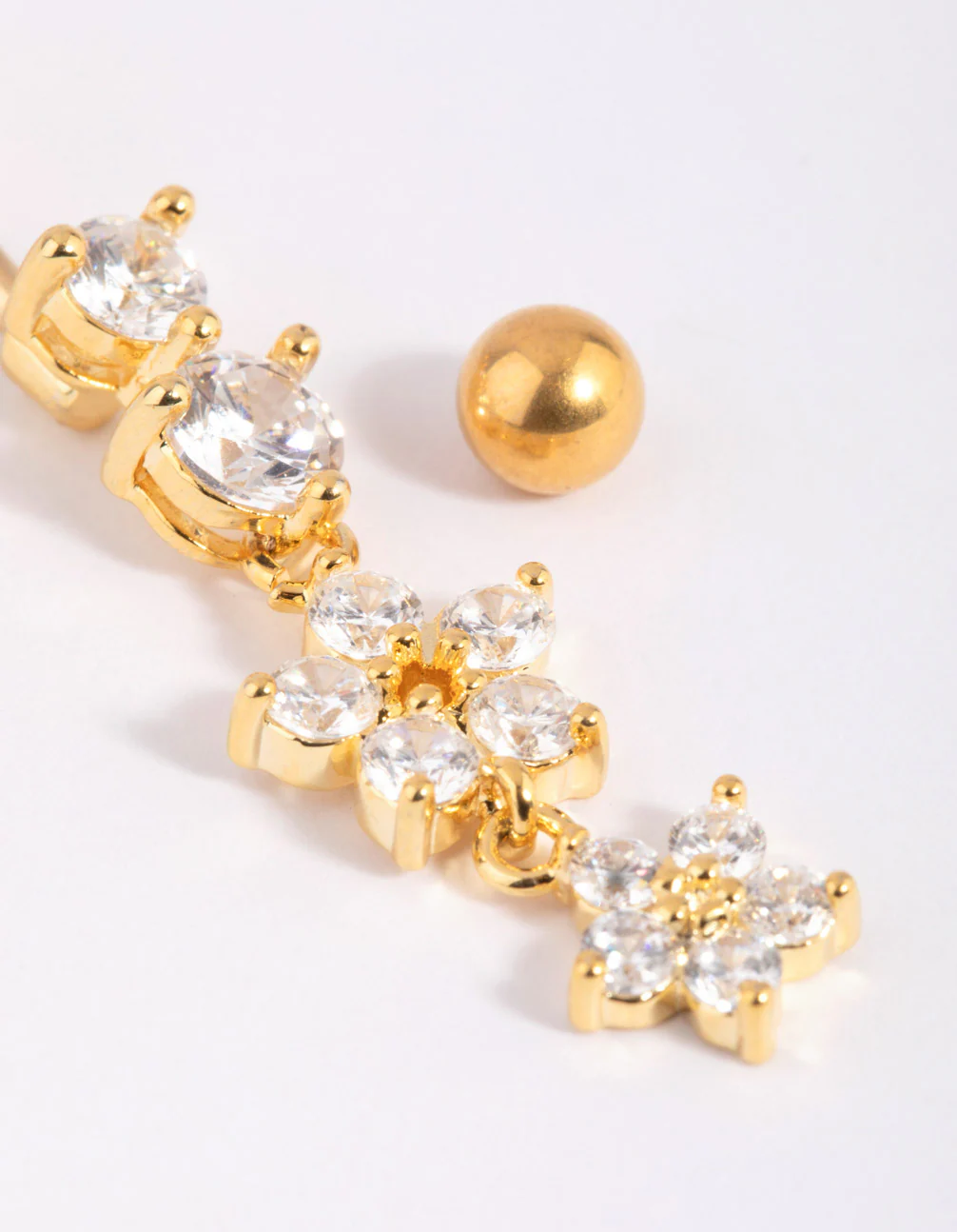 Gold Plated Titanium Flower Belly Bar - Image 4