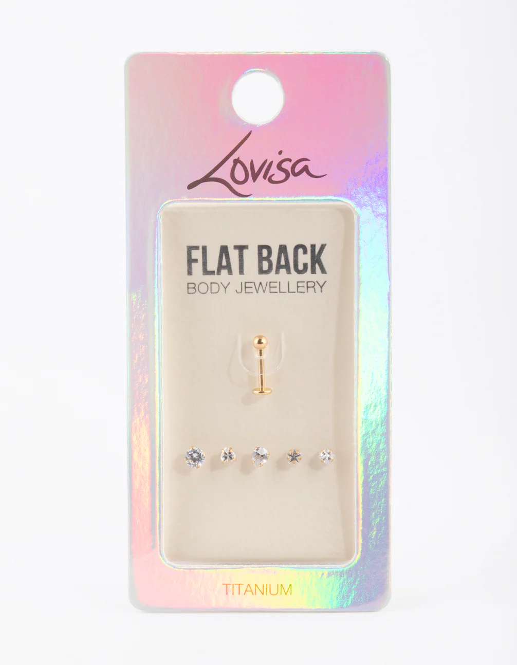 Gold Plated Titanium Single Flat Back Bar With Interchangeable Ends 6-Pack - Image 2