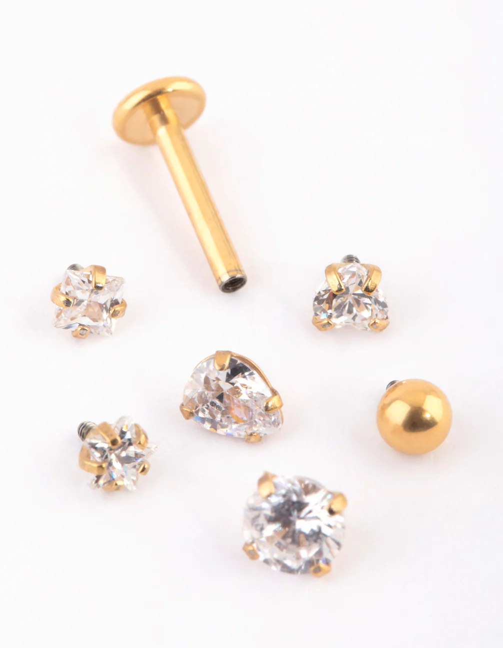 Gold Plated Titanium Single Flat Back Bar With Interchangeable Ends 6-Pack - Image 5