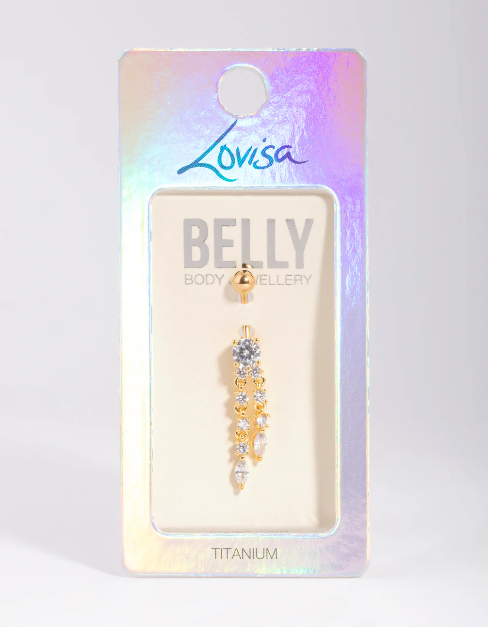 Gold Plated Titanium Dangle Belly Bar - Image 2