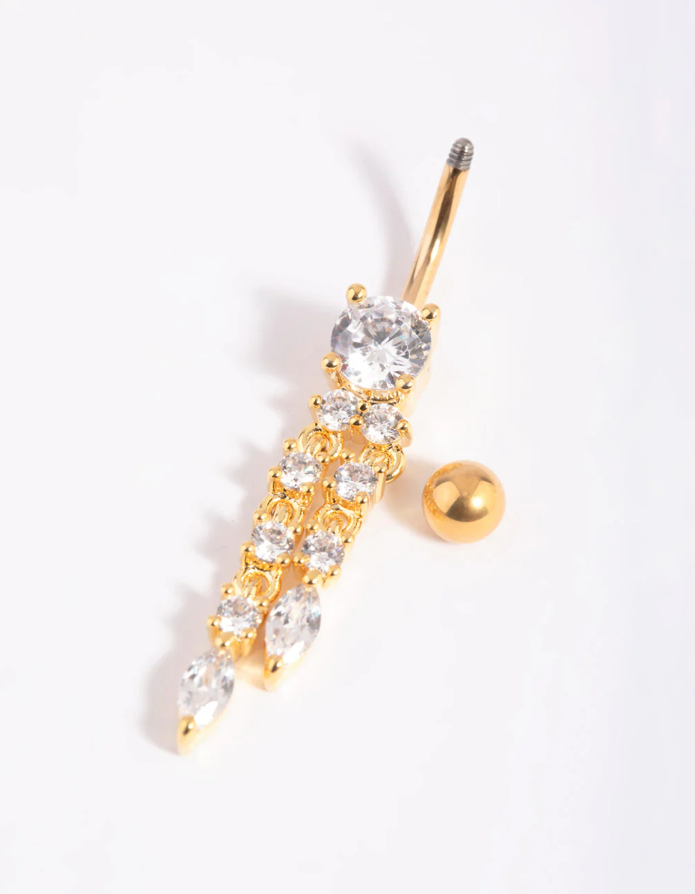 Gold Plated Titanium Dangle Belly Bar - Image 3