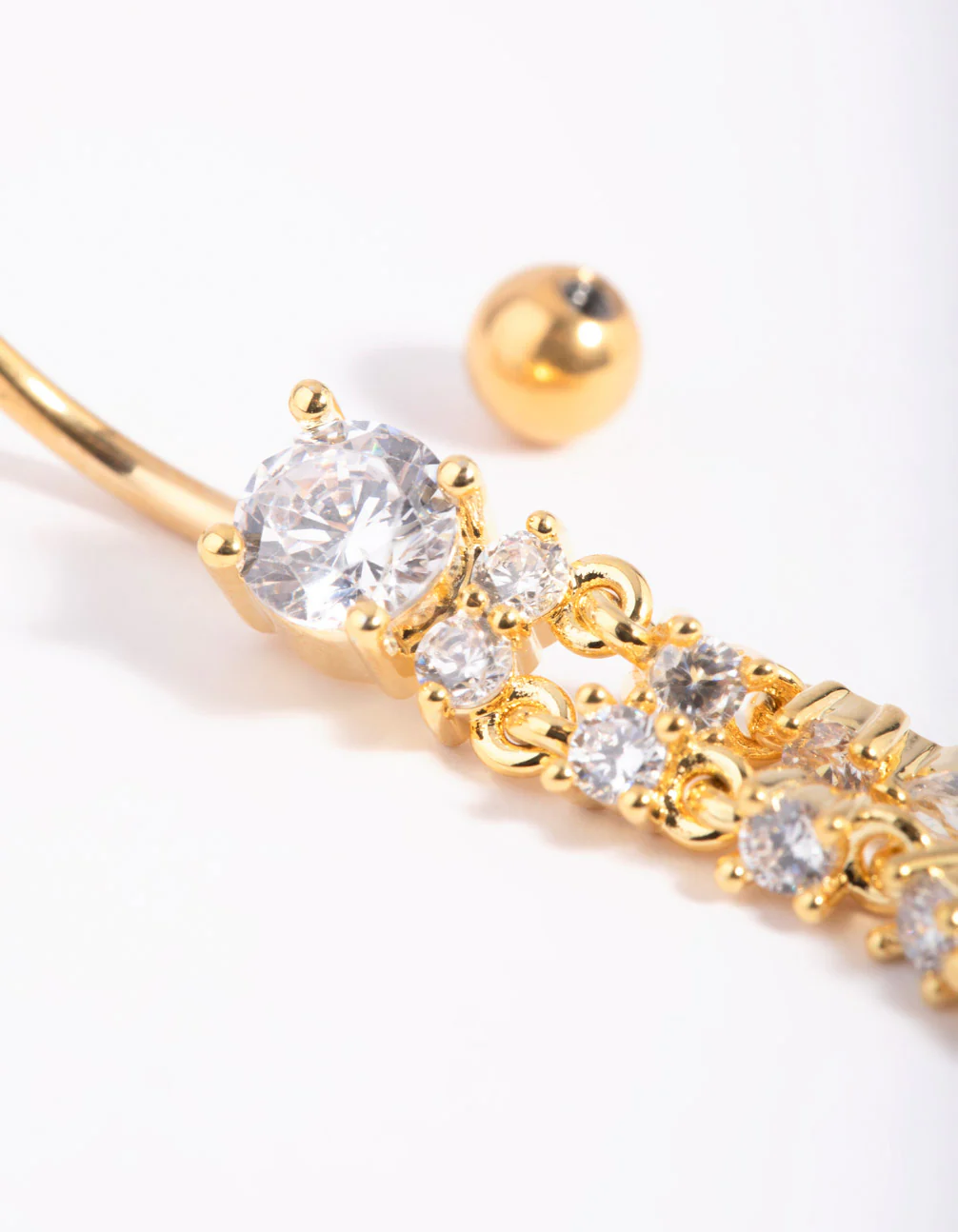 Gold Plated Titanium Dangle Belly Bar - Image 4