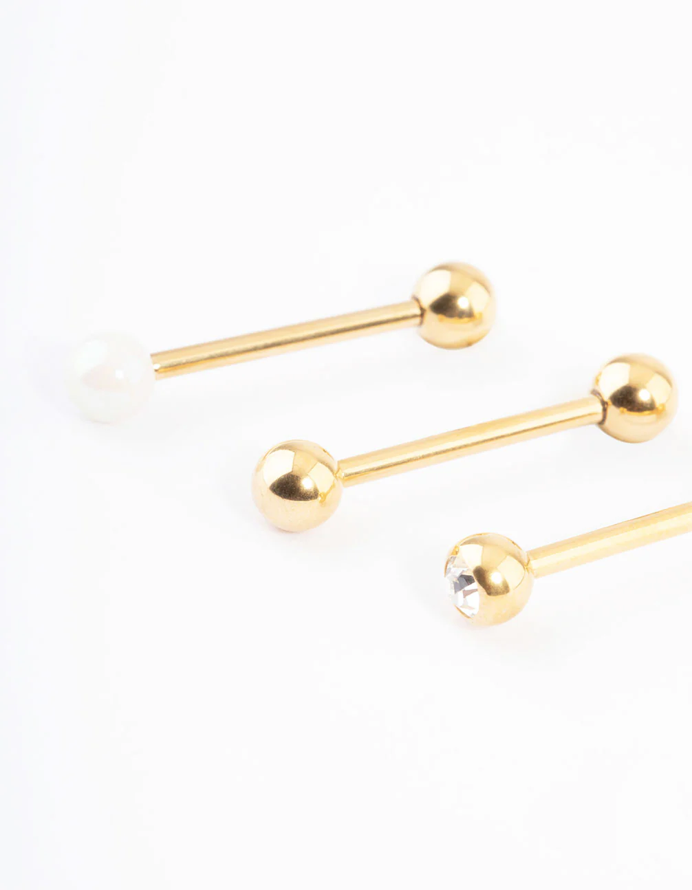 Gold Plated Opal Ball Tongue Piercing Pack - Image 2