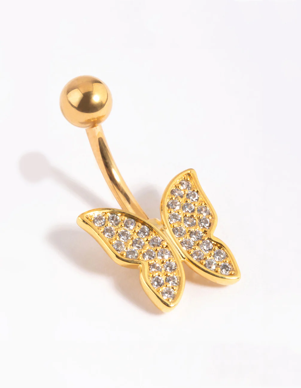 Gold Plated Titanium Butterfly Belly Bar - Image 2