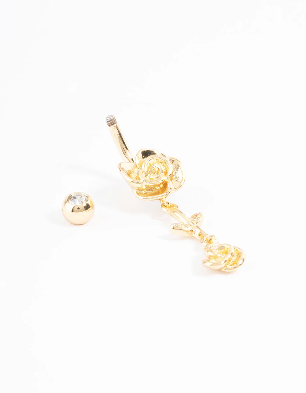 Gold PlatedTitanium Rose Drop Belly Ring - Image 3