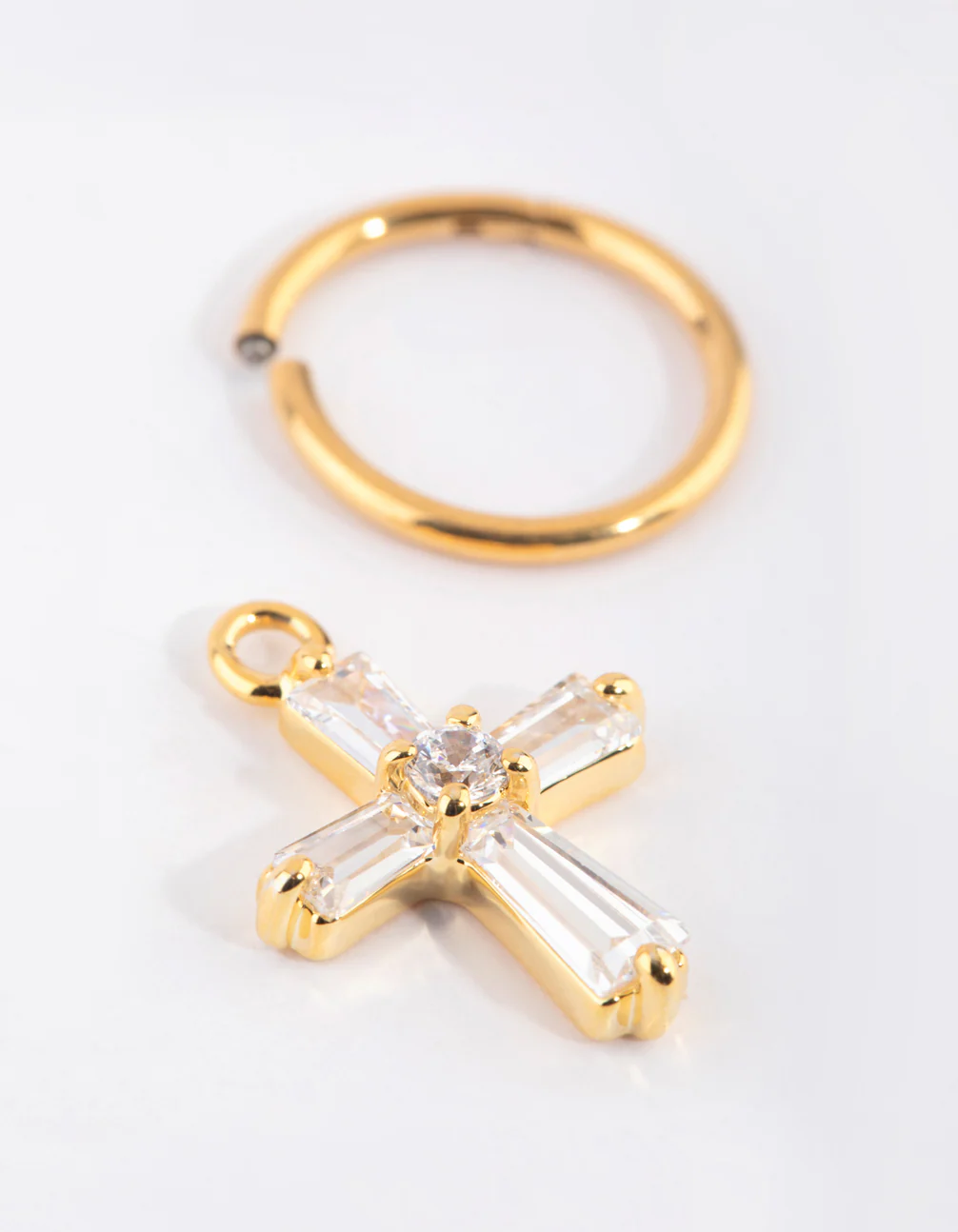Gold Plated Titanium Diamante Belly Ring - Image 3
