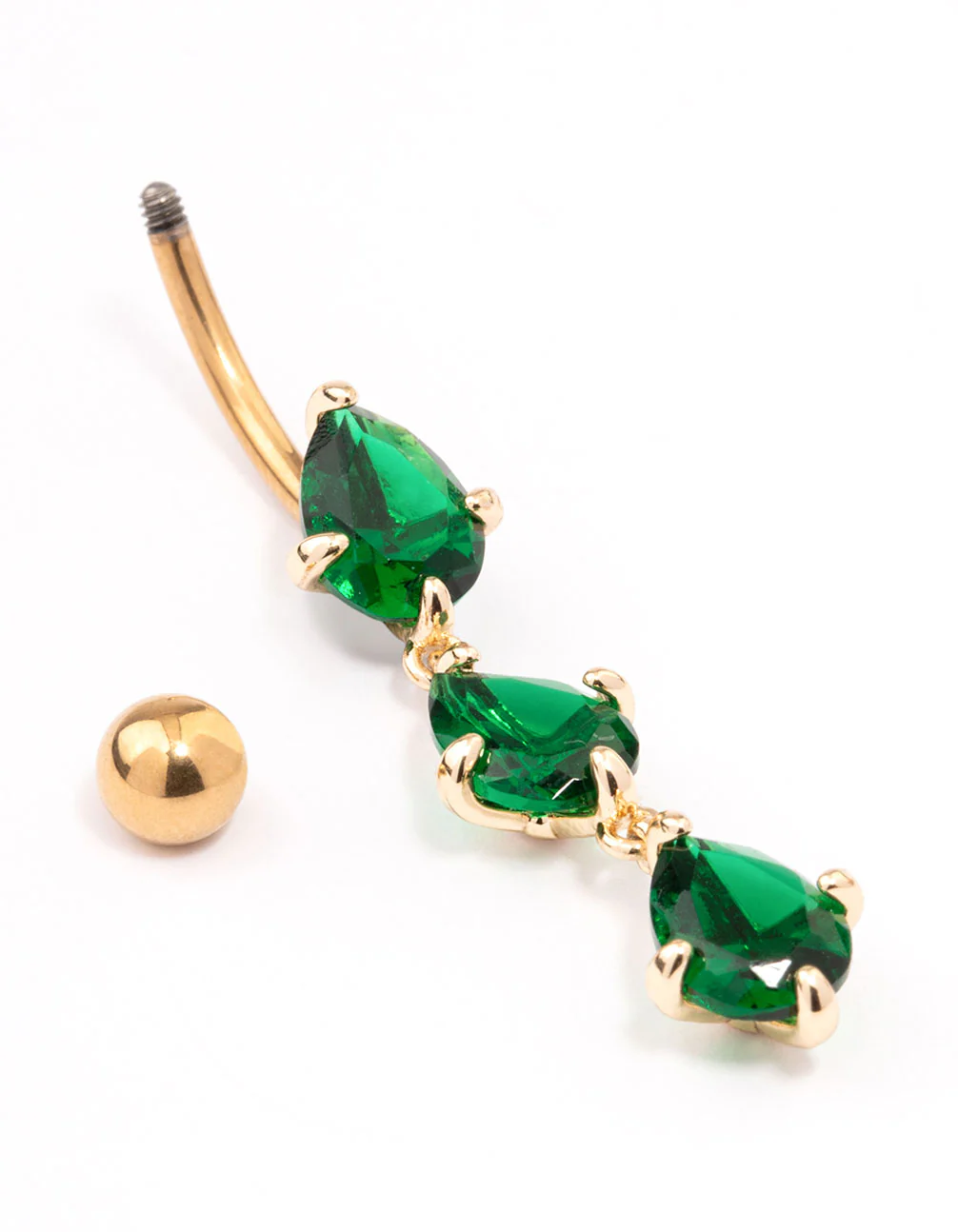 Gold Plated Titanium Triple Pear Drop Belly Ring - Image 2