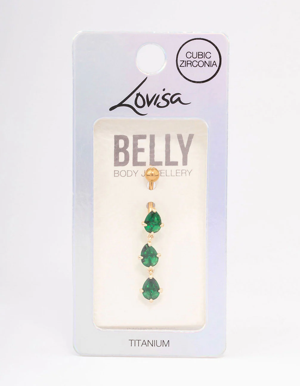 Gold Plated Titanium Triple Pear Drop Belly Ring - Image 3