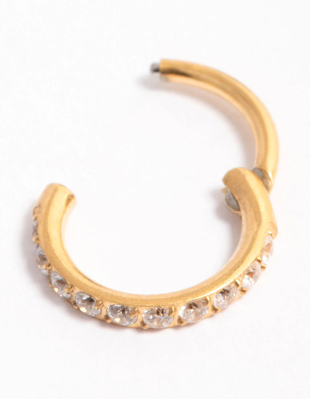 Titanium Single Half Cubic Zirconia Clicker Ring 6mm - Image 2