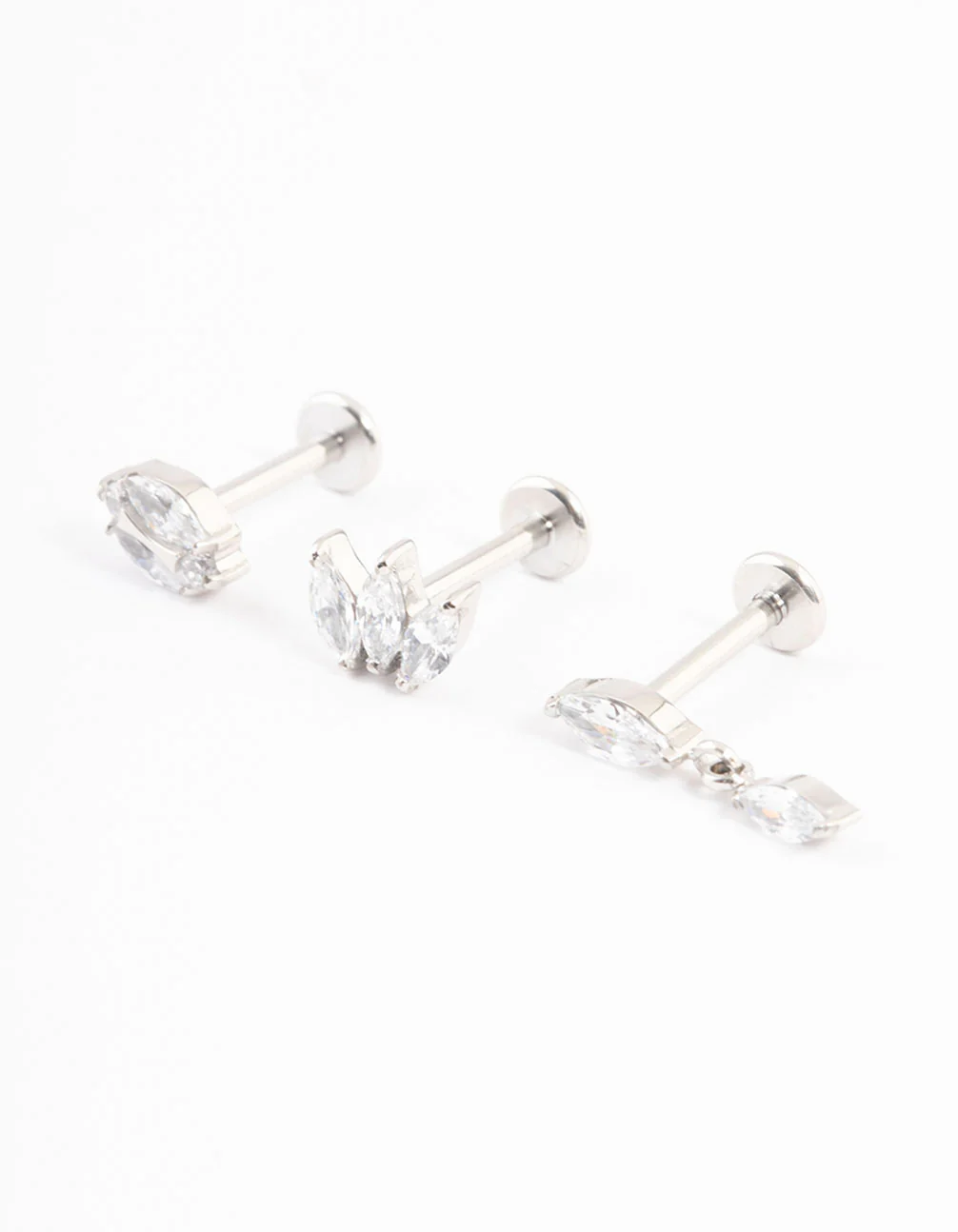 Titanium Diamante Marquise Threadless Flat Back Studs Pack - Image 3