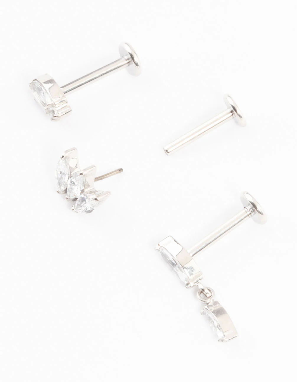 Titanium Diamante Marquise Threadless Flat Back Studs Pack - Image 4