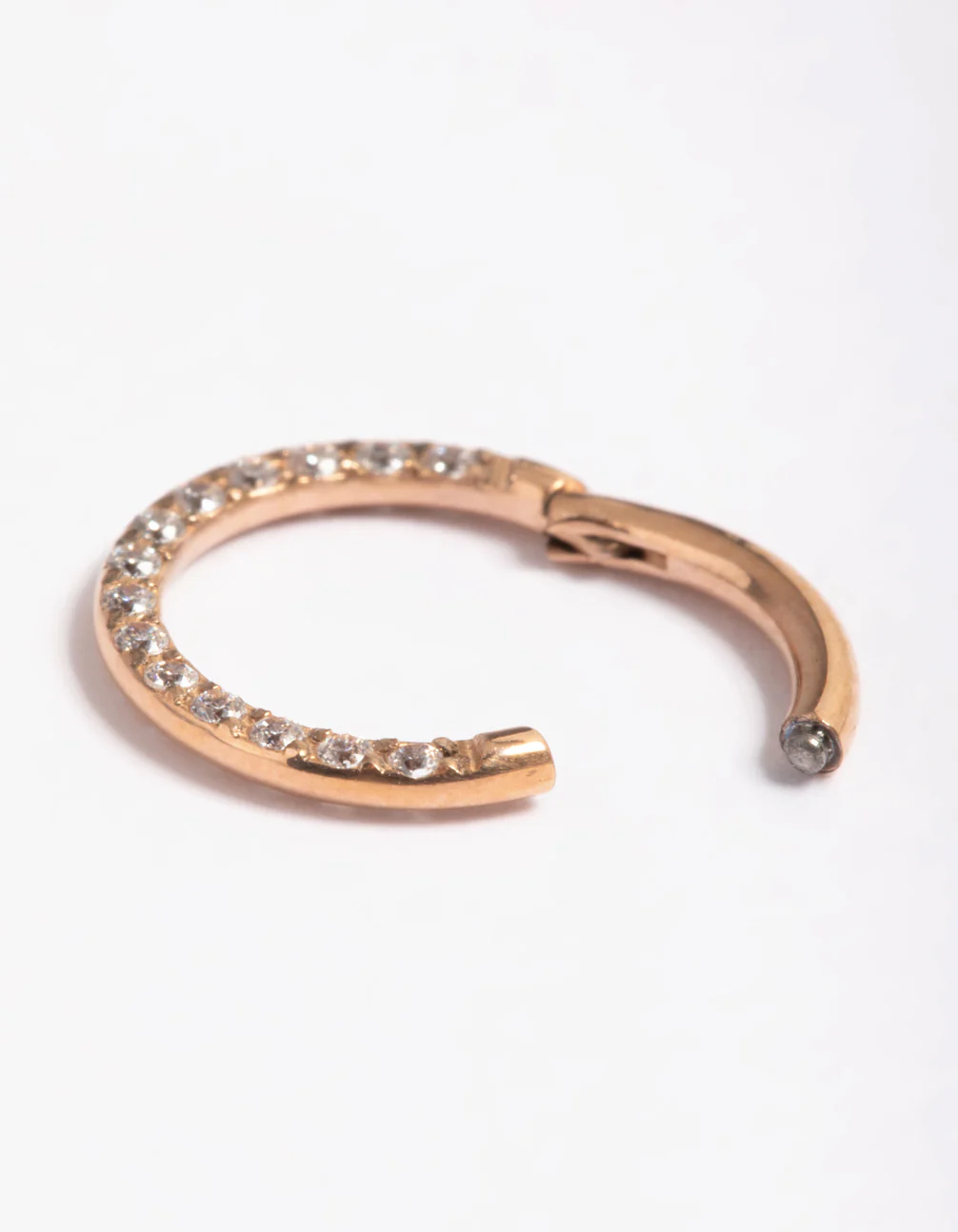 Rose Gold Titanium Cubic Zirconia 8mm Clicker - Image 2